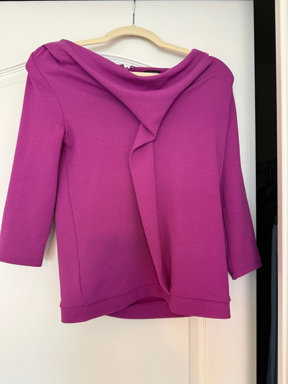 Ann Taylor Fuchsia Knit Top with Draped Neck